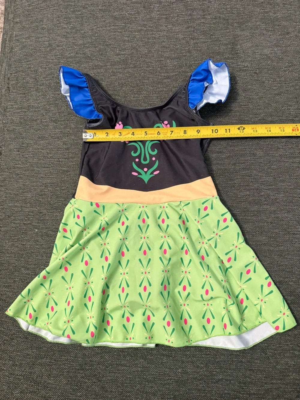 Girls Green & Black Disney Princess one piece swim suit size S/M
